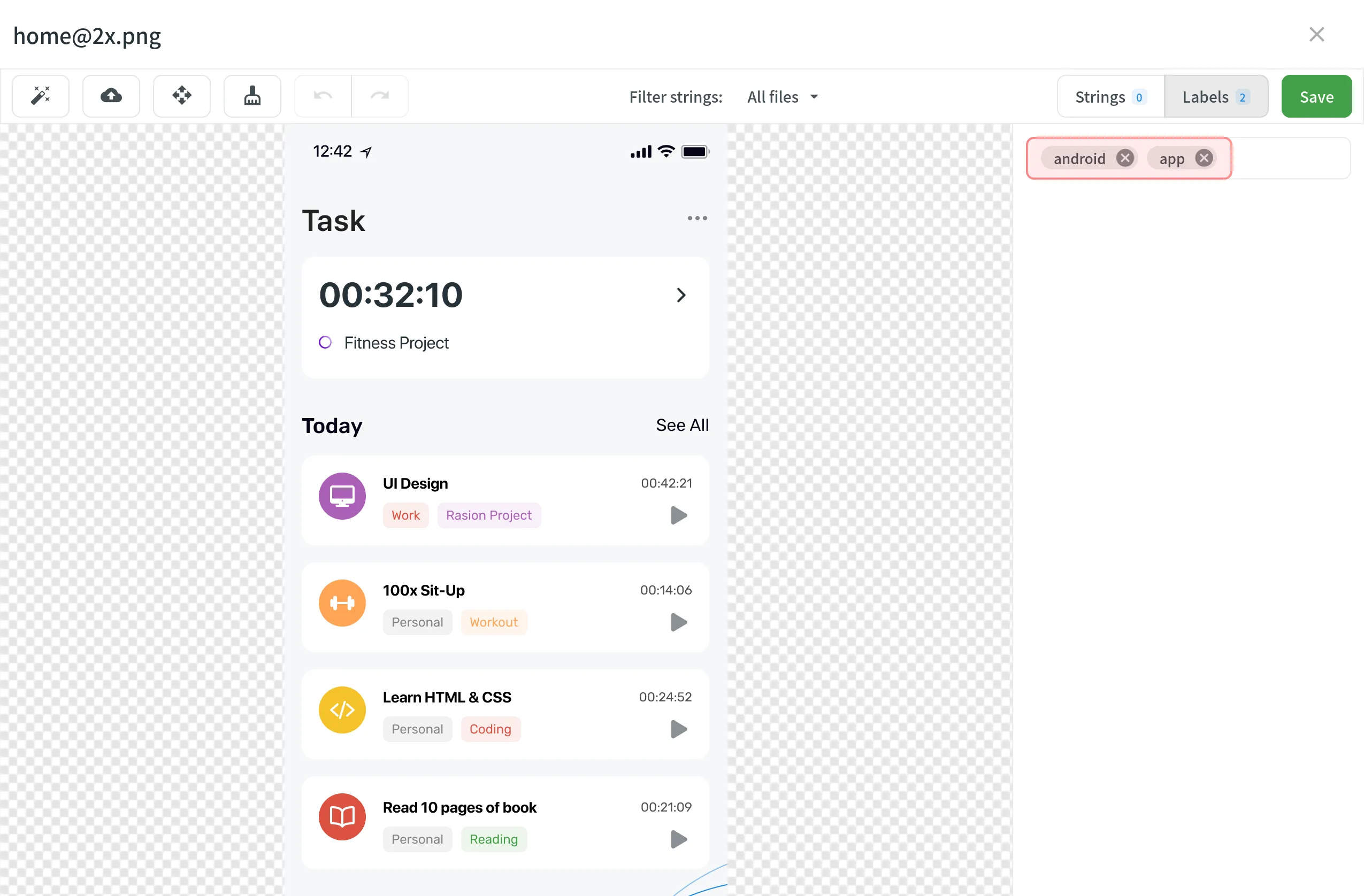 Adding Bezeichnungen zu Single Screenshot