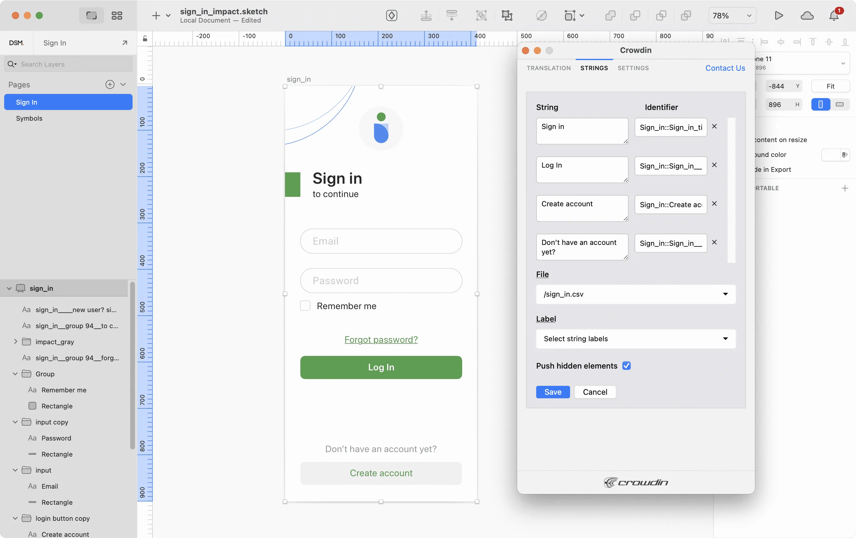 Sketch-Plugin: Quellstrings aus Sketch zu Crowdin hinzufügen