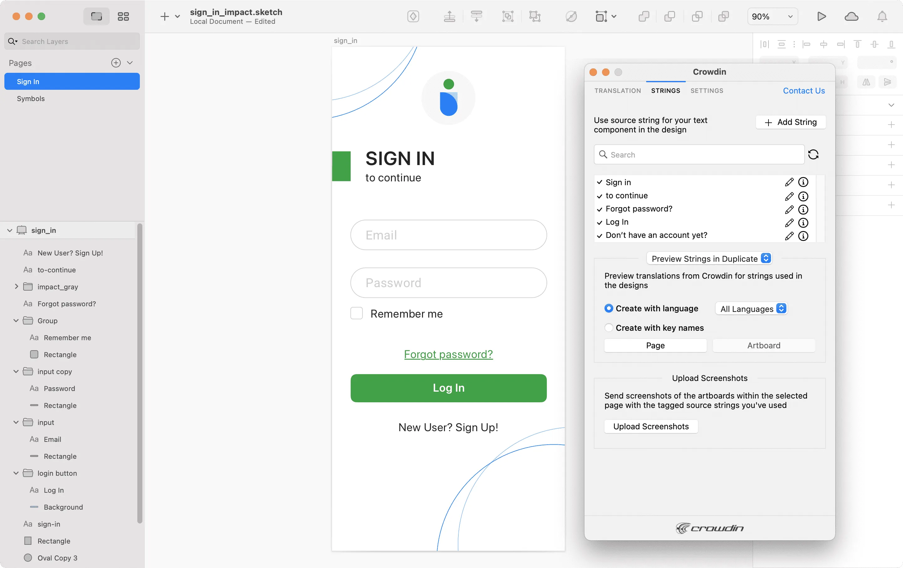 Sketch-Plugin: Quellstrings aus Crowdin in Sketch verwenden